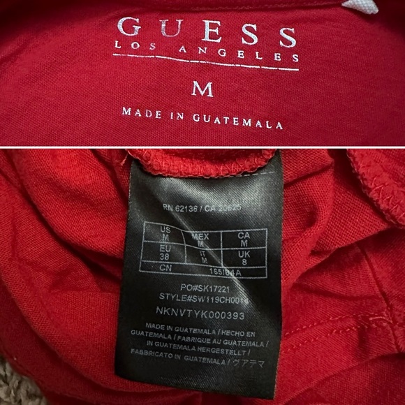 Guess Sequin Logo Triangle Red Baby Tee Women’s Size Medium T-Shirt Y2K - Picture 12 of 14
